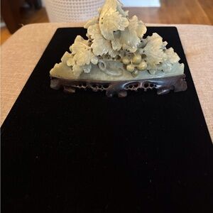 Vintage Asian Hand Carved Brown and Green Soapstone Accent  EUC. Numbered.